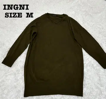 잉그 니트 튜닉 M 카키 V넥 오버 사이즈[656]