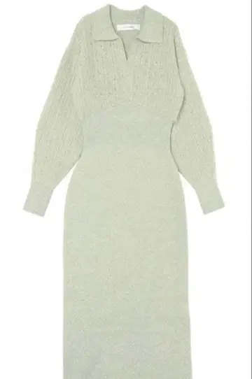 [LAGUNAMOON] 케이블 비쥬 I라인 니트 원피스 라이트 그린