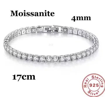 S925 모이사나이트 4mm 테니스 팔찌 실버 17cm