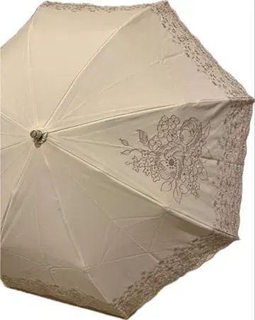 GRACY MOONBAT 아이보리 꽃무늬 자수 접이식 양산