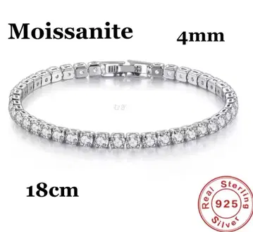 S925 모이사나이트 4mm 테니스 팔찌 실버 18cm