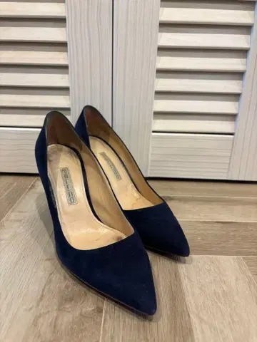 네이비 스웨이드 하이힐 IT38