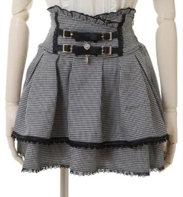 LIZLISA 리즈리사 2단 리본 벨트 치마바지 M 사이즈 그레이 체크