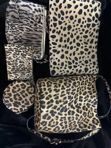 레오파드 무늬 레오파드 무늬 백 파우치 5세트