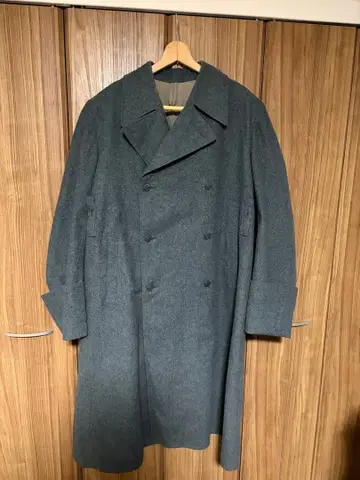 스위스군 블루 그레이 더블 브레스트 밀리터리 롱 코트