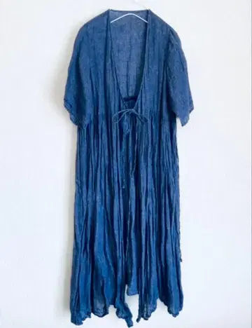 네스트로브의 린넨 린넨 다크 블루 롱 원피스