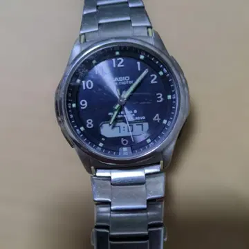 가동품.CASIO 아날로그 전파 솔라 손목시계 디지털 표시 포함