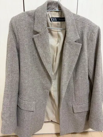 그레이 싱글 브레스티드 자켓 울 혼방