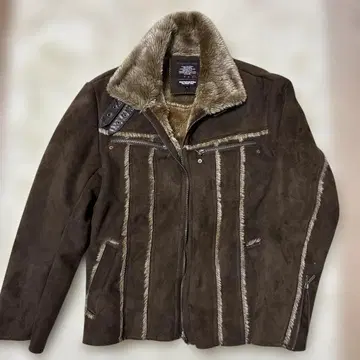 브라운 스웨이드 퍼 자켓