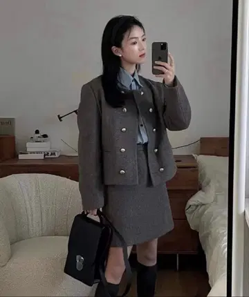 한국 브랜드 GED 울 자켓 고급 노카라 골드 버튼 클래식