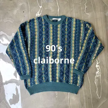 90s claiborne 코튼 니트 올 패턴 대만제 디자인 구제 의류