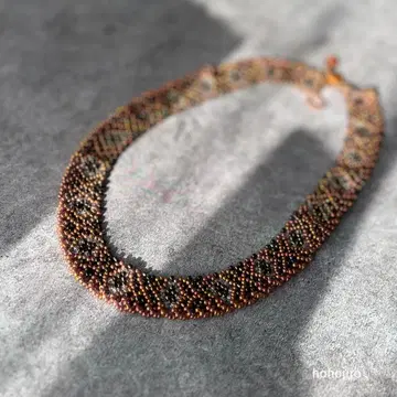 비즈 손뜨개질 목걸이 No.271 [엠버] 알레르기 프리