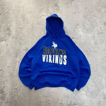 헤인즈 USA 구제 의류 삼단 프린트 맨투맨 후드티 후디 L 사이즈 파랑