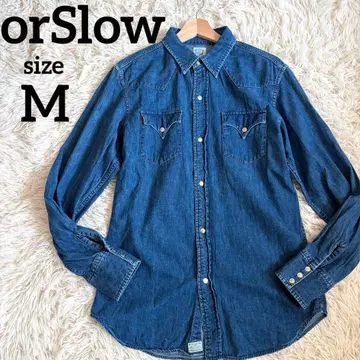 오어슬로우 데님 셔츠 긴팔 셔츠 웨스턴 인디고 블루 M