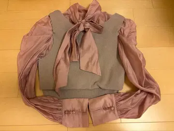 머큐리 듀오 니트 베스트 콤비 블라우스