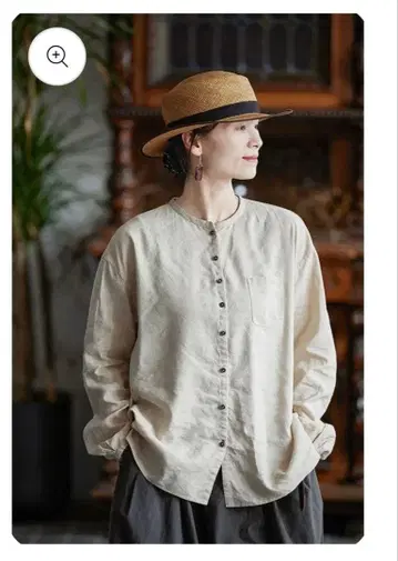 가격 인하 새상품, 미사용 momadstore 린넨 노카라 셔츠