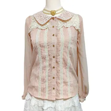 리즈리사 튤 레이어드 쉬폰 블라우스 핑크 히메 스타일 히메 갸루