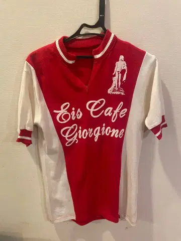 70s 이탈리아제 사이클링 저지 니트탑 하프 지퍼