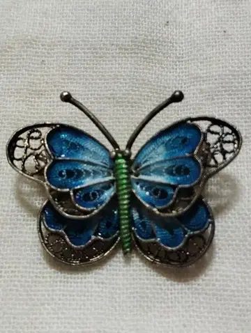 중국 칠보 은선 세공 나비 빈티지 브로치 소 사이즈 silver