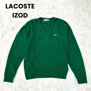 USA 제조 70s 아이조드 라코스테 V넥 니트 상의 그린 M