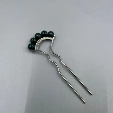 30 빈티지 그린 컬러의 돌 장식 금속제 헤어콤