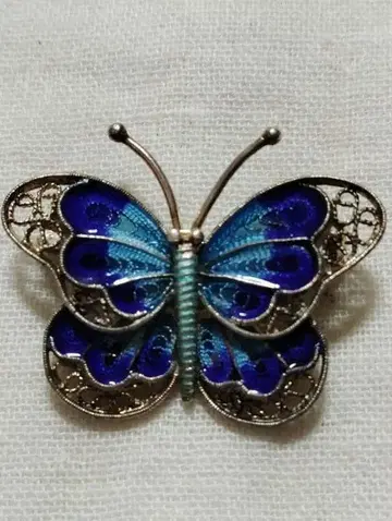 중국 칠보 은선 세공 나비 빈티지 브로치 소 사이즈 silver