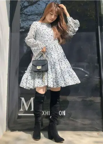 [택 포함 새상품] 머큐리 듀오 레트로 플라워 티어드 원피스