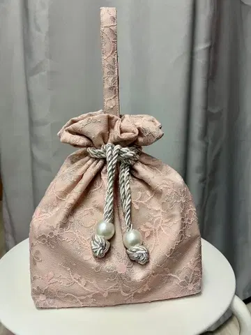 핑크 레이스 복조리형 일본 의류용 가방