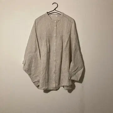 SUN VALLEY 린넨 100% 밴드 카라 블라우스