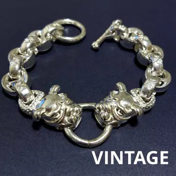 US 수입 쌍두 불독 모티브 팔찌 빈티지 925 각인 있음