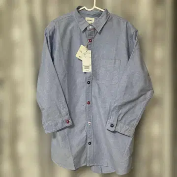 BEAMS 블루 칠부 소매 셔츠 XL