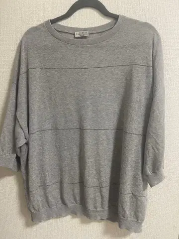 BRUNELLO CUCINELLI 그레이 반팔 니트 루즈핏 고급