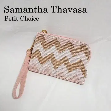 사만다 타바사 쁘띠 초이스 비즈 자수 지갑 멀티 파우치 베이지 미사용
