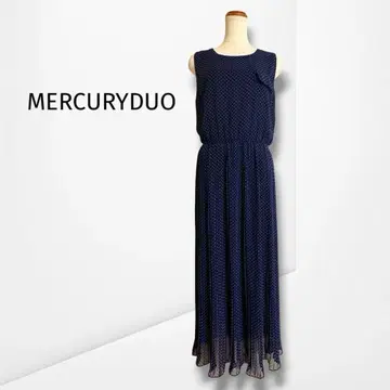 [ 머큐리 듀오 ] 롱 원피스 도트 무늬 고급 쉬폰 외출 F