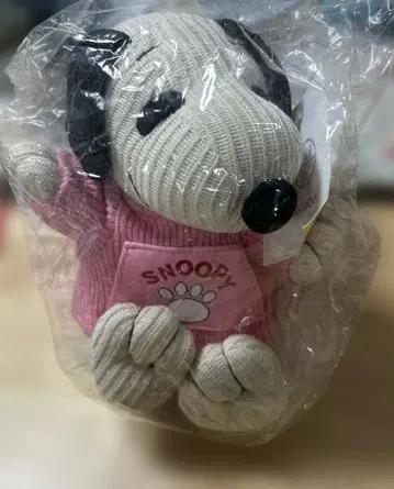 스누피 니트 봉제 인형 핑크