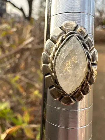 블루문스톤 (화이트 래브라도 라이트) 반지 실버 프리 사이즈