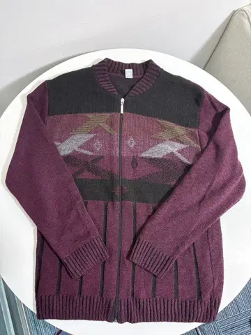 [ 구제 레어 ] 지퍼 니트 가디건 보르도 빈티지/지퍼 포함