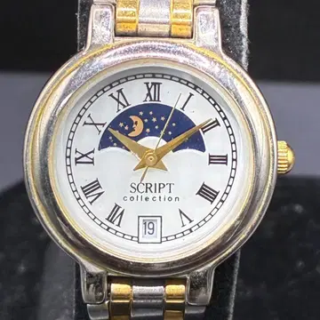 배터리 교환 완료 스크립트 SCRIPT 문페이즈 QZ 여성용 손목시계