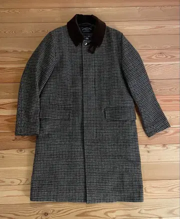 유나이티드 애로우즈 트위드 체크 무늬 스텐카라 코트 MOON