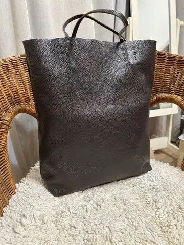 슬로우 다크 브라운 가죽 토트백 숄더 조정