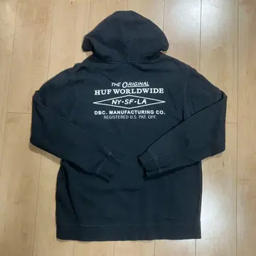 HUF 블랙 계열 NY LA 풀오버 후드티 L