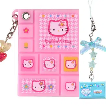 산리오 타일씰풍 미니 거울 데님 거울 스트랩 키티 시나몬