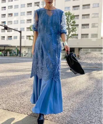 2603086 3WAY 레이어드 레이스 드레스 블루 S 사이즈