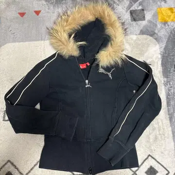 PUMA 퍼 후드티 더블 지퍼