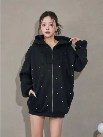 Darich DD 로고 비쥬 지퍼 후드티