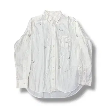 파파스 Papas 자수 올 패턴 버튼 다운 긴팔 셔츠 화이트 M