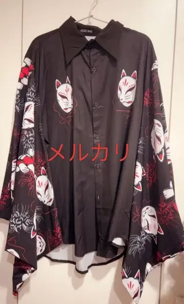 ACDCRAG 히간바나 여우 셔츠 여우 가면 블랙