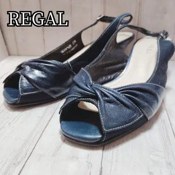 REGAL 가죽 샌들 오픈토 백 스트랩 23.5 네이비