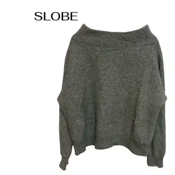 B0369SLOBE 긴팔 니트 스웨터 오프숄더 느낌 비즈니스 데이트 울