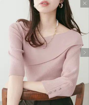 natural couture 아지메 오프숄더 리브 니트